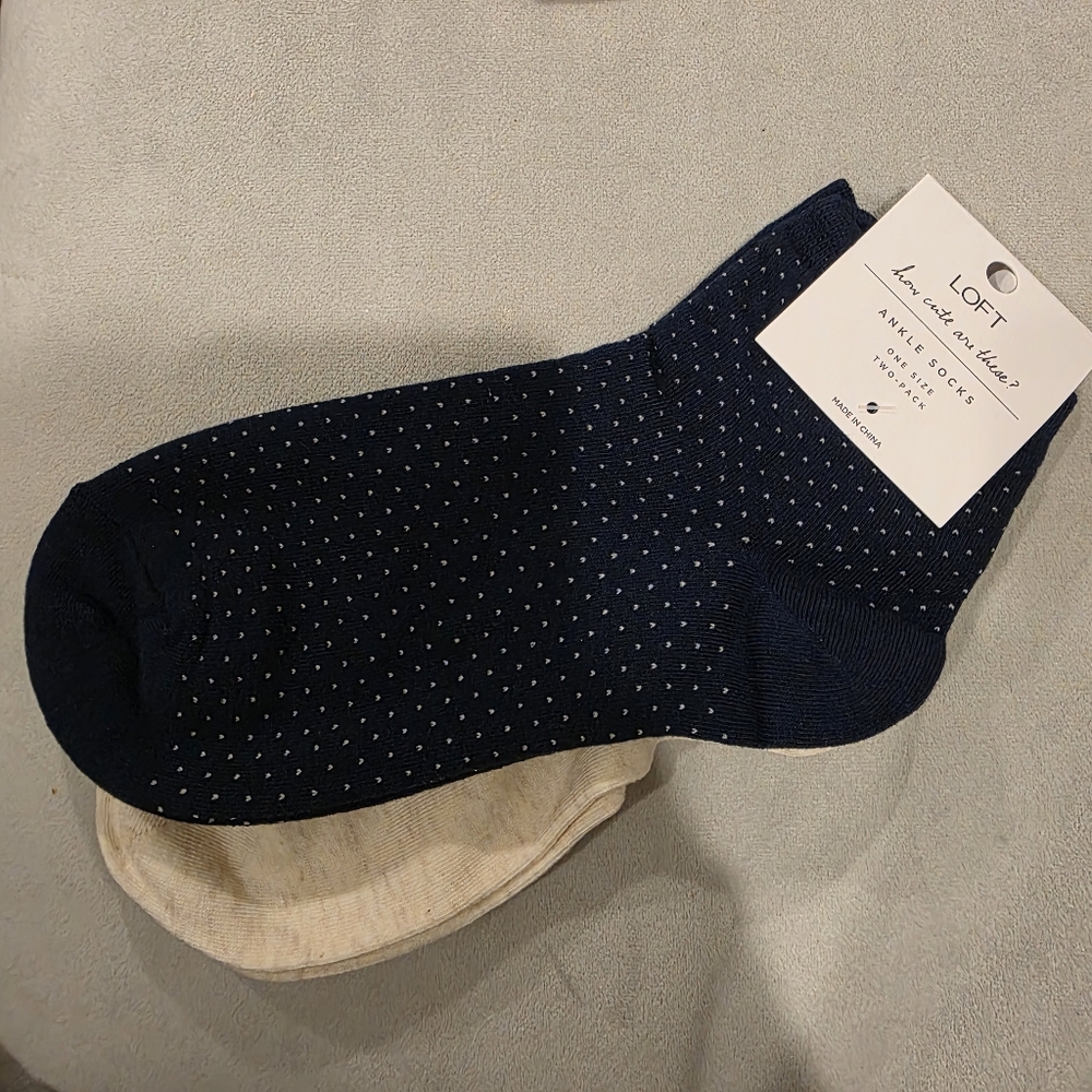 3for24 LOFT Navy Polka Dot Ankle Socks